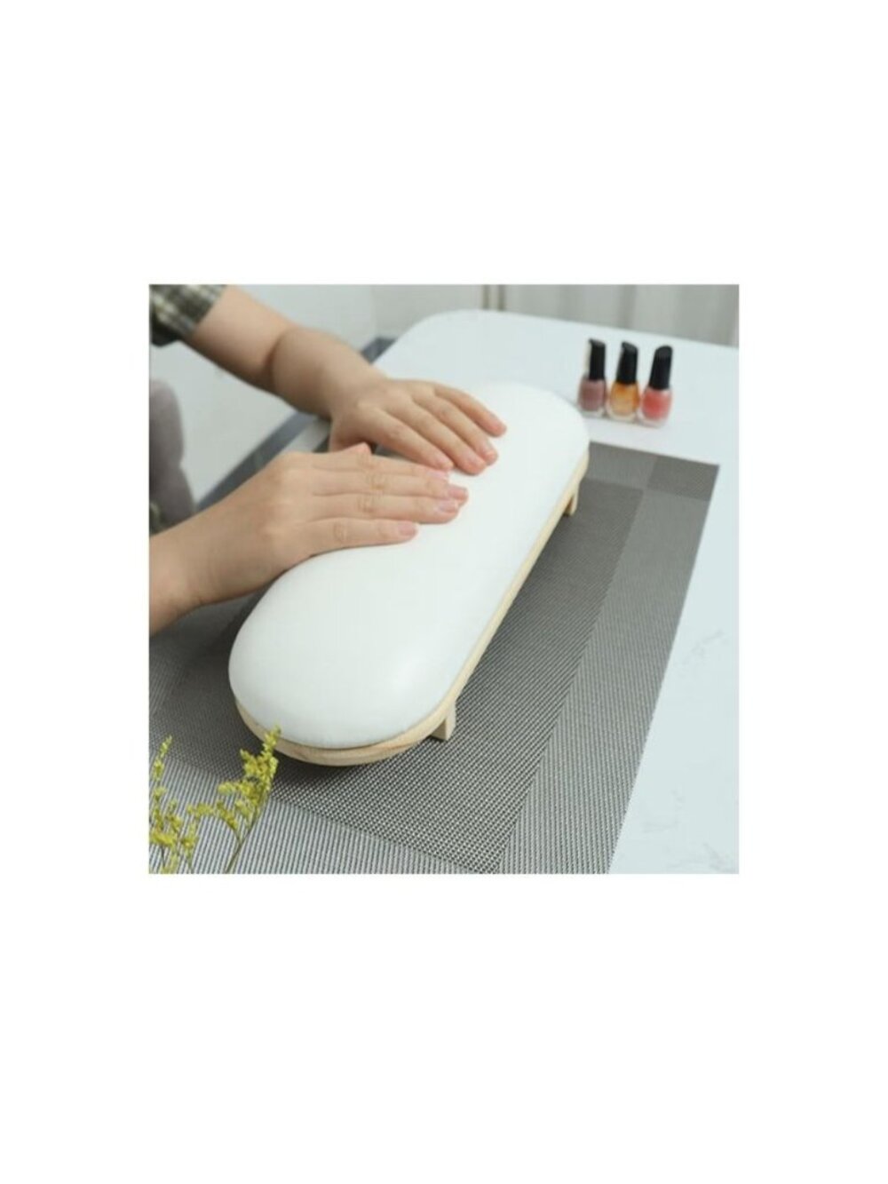Manicure Hand Rest Pillow Nail Table Sponge Cushion With Wooden Base White